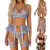 Fashion Women Sexy Lingerie Cute Bra Lace Pajamas Backless With Garter  With T-thong Lingerie Set