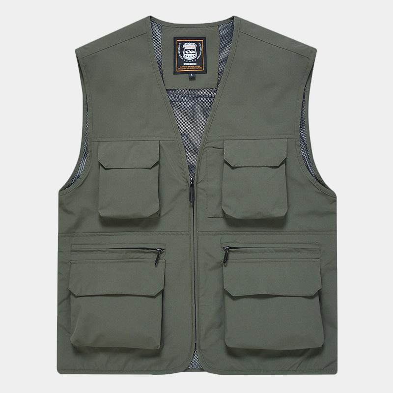Updated Outdoor Activity Multi-pocket Quick-drying Fishing Vest for Men Thin Mountaineering Photographer Water Repellent Horse Clip Vest Sleeveless