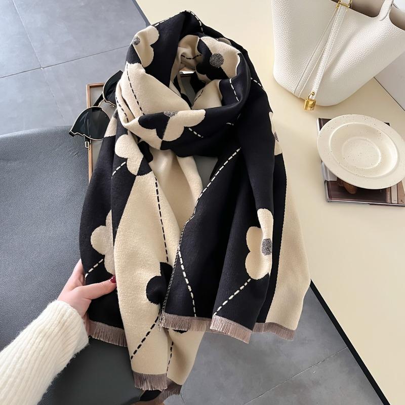 2024 New Autumn and Winter Warm Scarf Double-sided Imitation Cashmere To Keep Warm, Student High-end Female Scarves