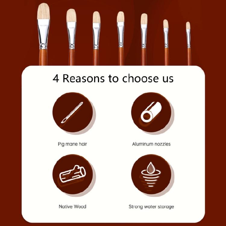 7 шт. Профессиональная кисть с щетиной и деревянной ручкой, кисть для акварели, для акриловой, акварельной, масляной живописи