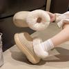 Белые ретро нескользящие пушистые сноубутсы на толстой подошве для женщин, для ношения новой осенью и зимой, увеличивающие рост, домашние хлопковые туфли на мягкой подошве