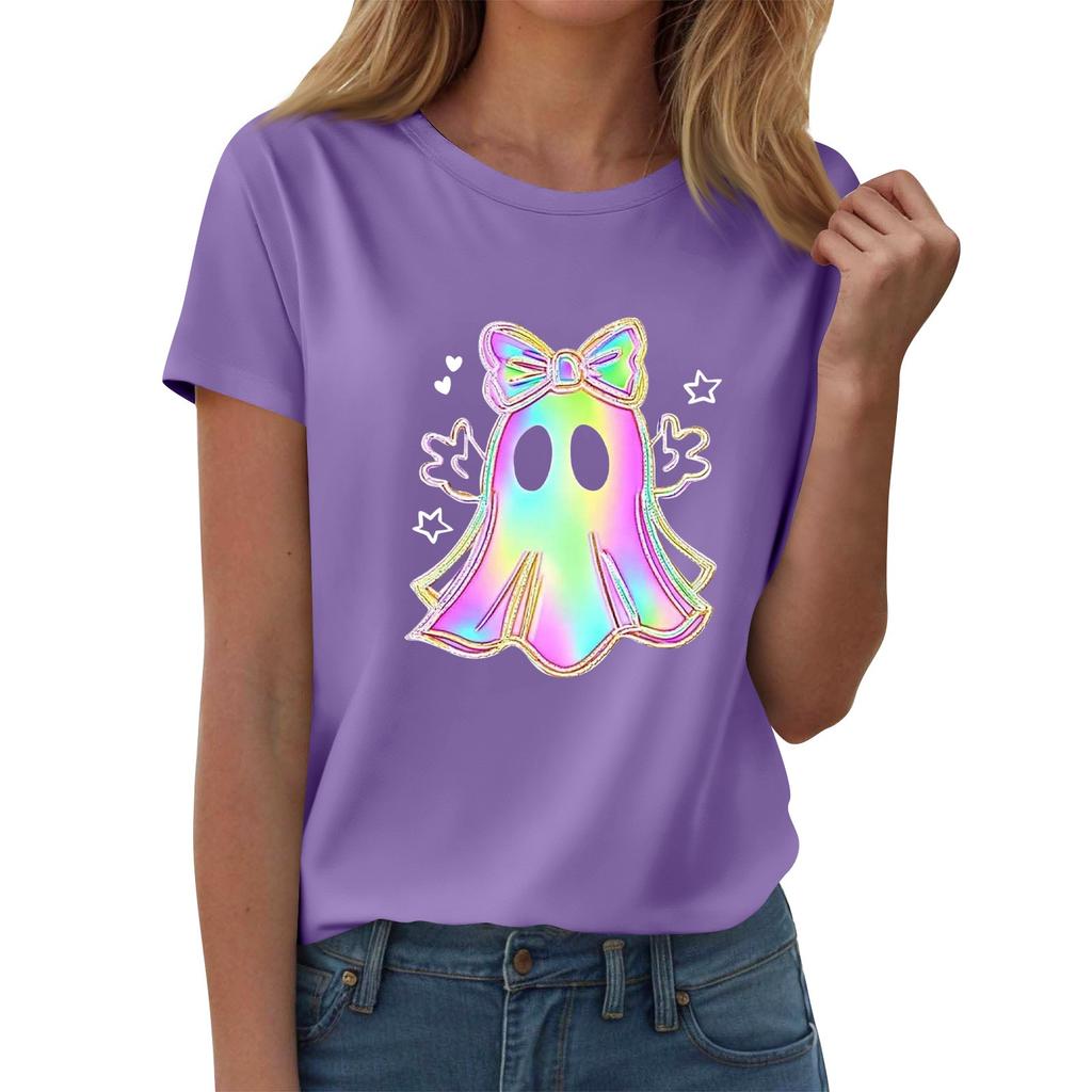 Женские футболки, Женские топы с коротким рукавом, Летняя мода, Повседневные стильные футболки с круглым вырезом, Туники