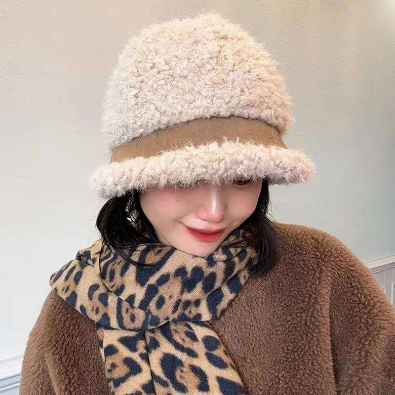 WTEMPO Windproof Cold-proof Belt Hats Women's Autumn Winter Casual Versatile Plush Hats Retro Elegant Warm Thickened Solid Color Hats