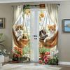 2 шт. - Очаровательные шторы с принтом кошек и цветов, шторы с кулиской, для спальни и гостиной, украшение дома, украшение комнаты