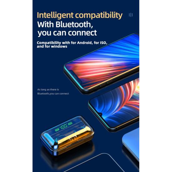 F9-5C True Wireless Stereo LED Digital Display Bluetooth-compatible 5.0 Wireless Earphones Sports Earbuds