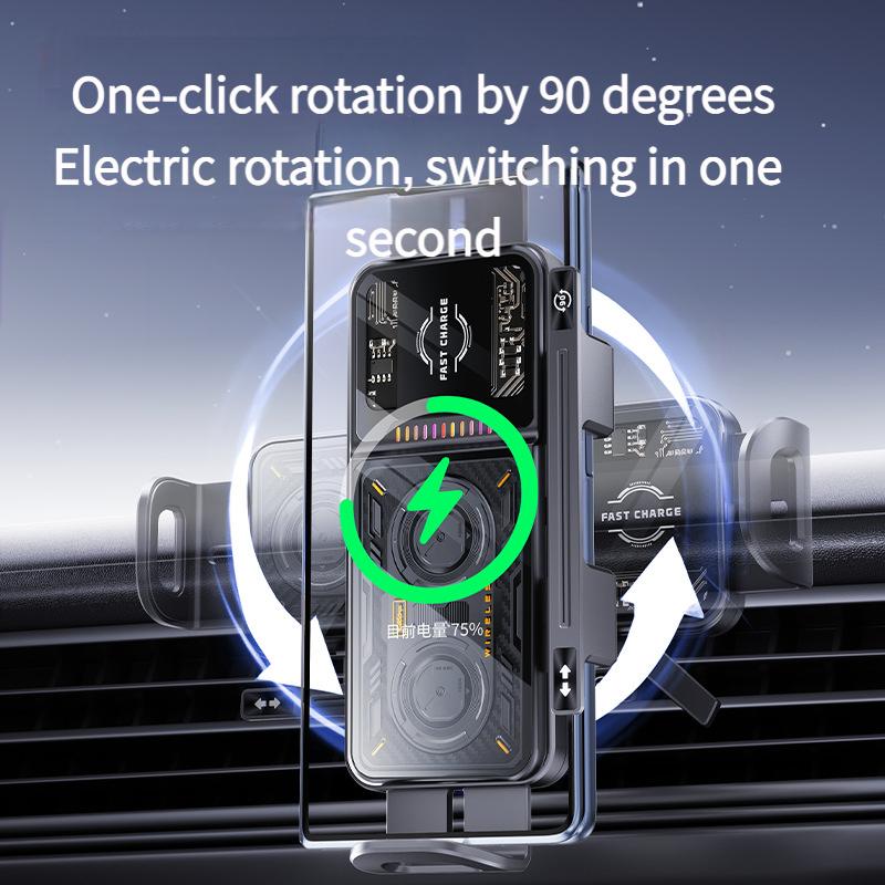 Foldable Phone Wireless Car Charger, Auto-Clamping Air Vent Mount ,15W Fast Charging Hands-Free Navigation for Folded & Unfolded Modes