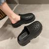Модные мюли, туфли, шлепанцы, домашние, толстые женские тапочки и сандалии, лето 2024 года, с каблуком, черная платформа, оптовая продажа, W