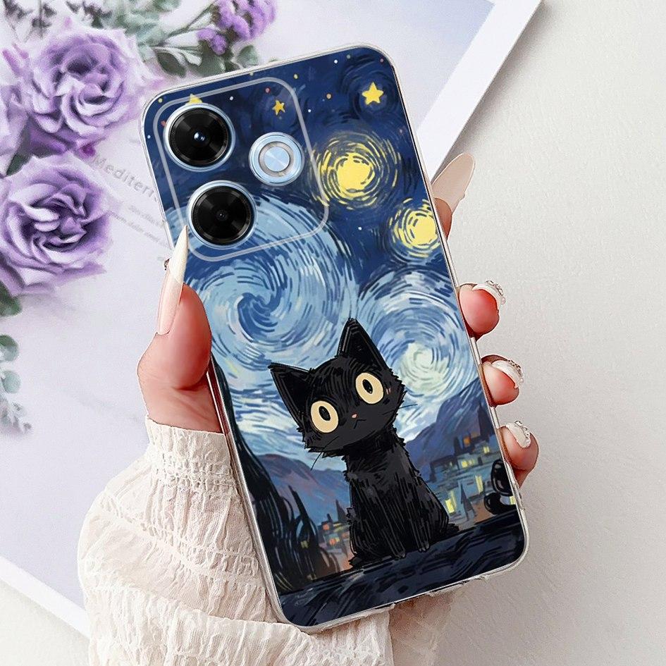 New For Xiaomi Redmi 13x 4G Case Cute Cartoon Panda Machine Flower TPU Soft Silicone Cover For Xiomi Redmi 13X Shockproof Bumper
