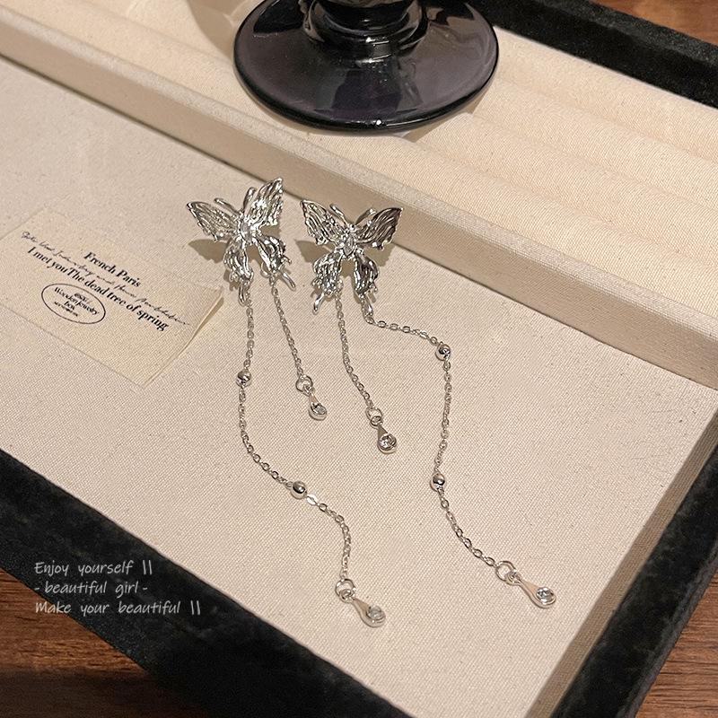 Серьги-бабочки из серебра 925 пробы с кисточками — модный длинный роскошный дизайн для женщин