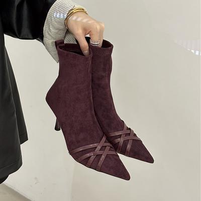 Модные женские ботильоны SUOJIALUN 2025 нового бренда, модные элегантные женские короткие ботинки с острым носком на тонком высоком каблуке, туфли-челси для платья