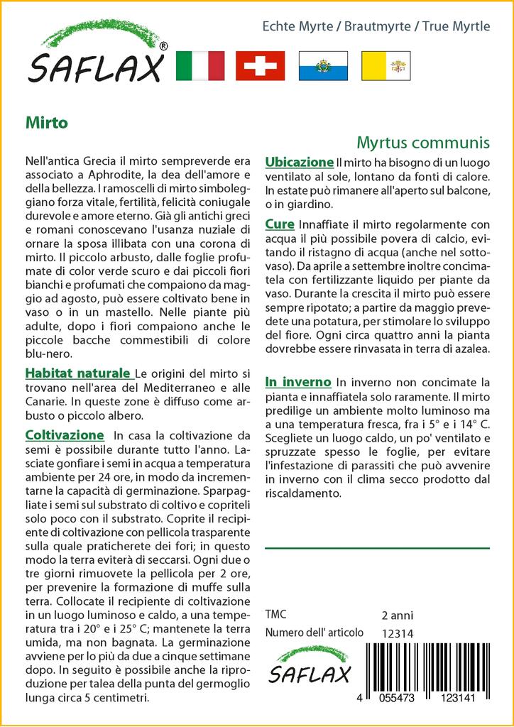 SAFLAX Мирт настоящий - 30 семян - Myrtus communis