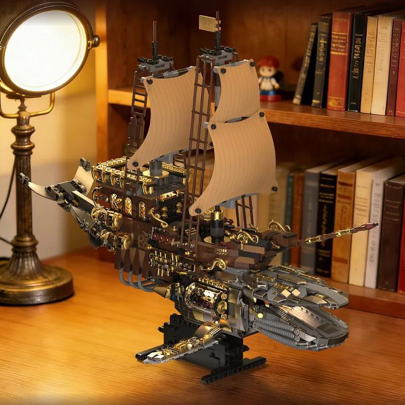 1979 деталей Набор для сборки Модели Парового Китового Корабля (Moc) С Подсветкой Механической Трансмиссией Модель Игрушка Ретро Пароход Кирпичики Крутой Подарок Для Мальчиков