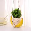 Качающийся лунный горшок из смолы с подвесным лицом и головой, желтый лунный цветочный горшок