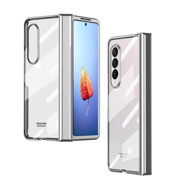Съемный чехол для Samsung Galaxy Z Fold 4, стеклянная пленка, защитная пленка для экрана, прозрачный шарнир, гальванический жесткий чехол