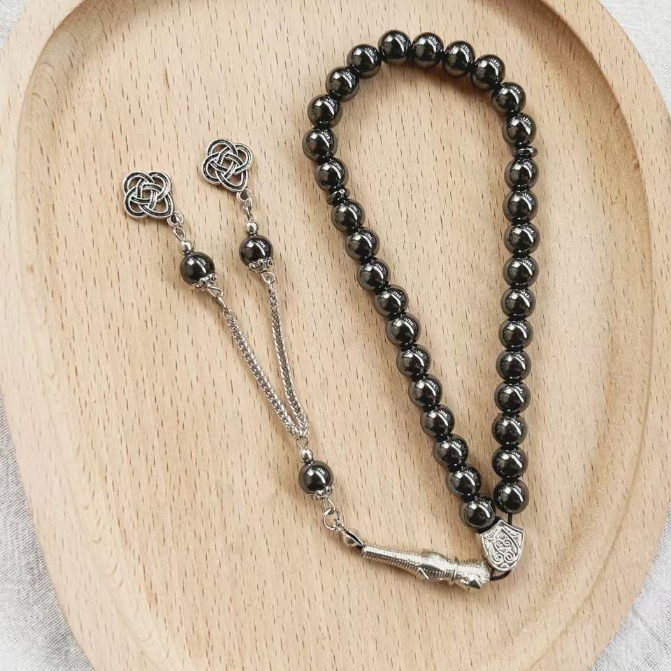 Ближневосточный Ретро Простой Мусульманский Обсидиановый Четки Носят Ежедневно с Молитвенными Ювелирными Изделиями Праздничные Собрания Браслет