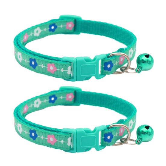 2 Pcs Pet Collar with Bell Floral Design Cat Collar with Buckle Adjustable Puppy Collar for Tiny Boys Girls Kitten Dogs Small Animals