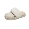 Fashion 2025 Fashion Striped Fluffy House Slippers for Women Winter Warm Plush Cotton Shoes Woman Comfort Non Slip Fur Platform Slippers