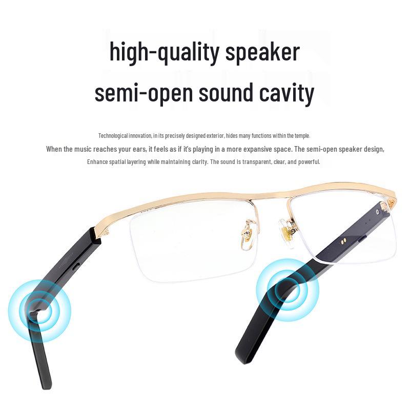 LG12 Smart Bluetooth AI Glasses with UV & Blue Light Protection for Business & Sports