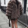 Winter Fashion Women Long Sleeve Outwear Fox Fur Warm Solid Color Thick Coat