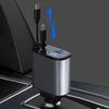 PT-16 Car Charger LED Display Cigarette Lighter Adapter with iP/Type C Retractable Cable