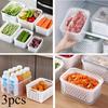 3pcs Plastic Food Storage Container Set with Drainage Basket and Lids-Leakproof,Fridge-Safe,Reusable Kitchen Organizer for Fruits,Vegetables,and Food