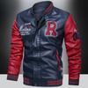 Spring and Autumn Youth Baseball Jacket Fleece PU Leather Jacket Men's Motorcycle Jacket Men's Jacket