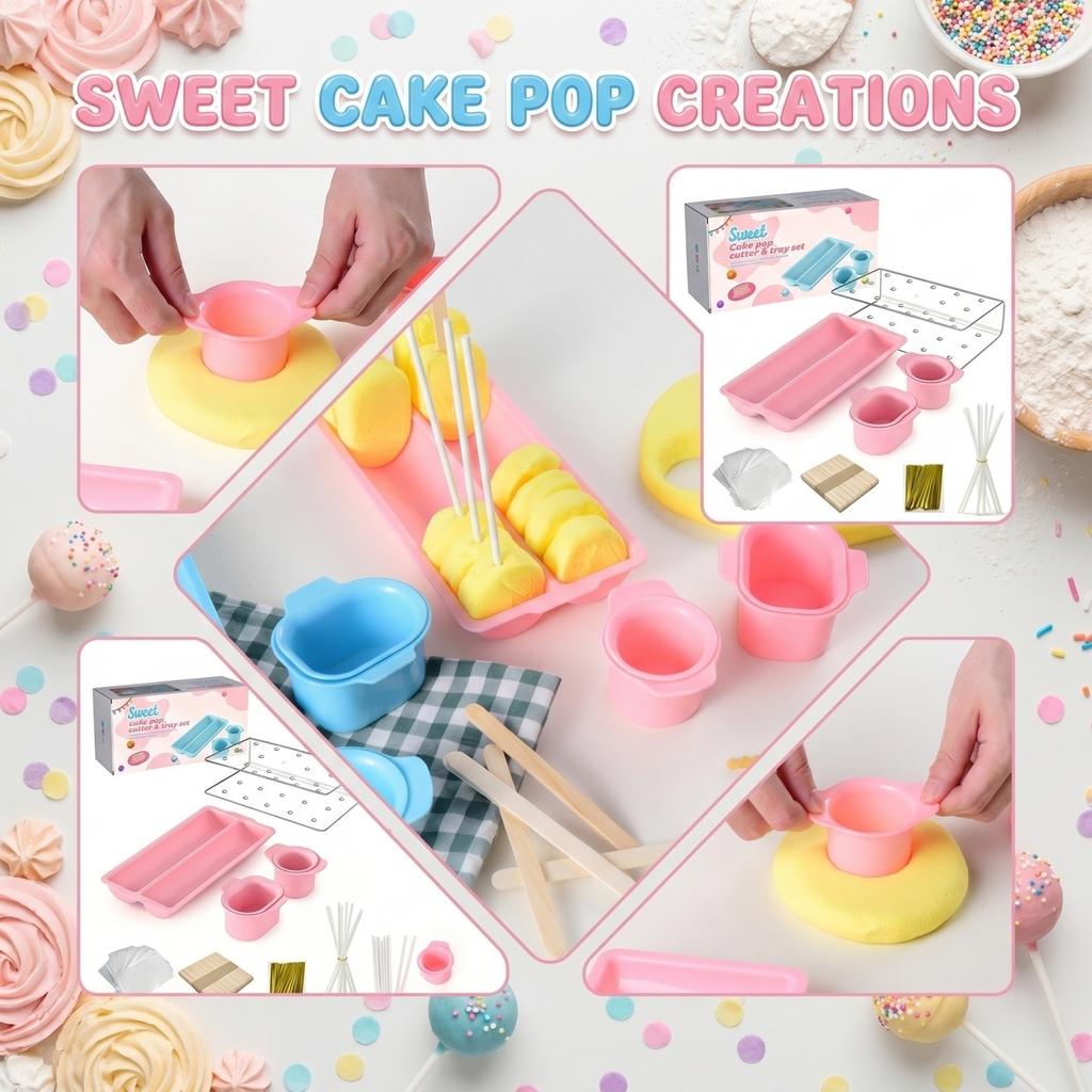 Cake And Ice Cream Mold Set Baking Tool, Including Paper Stick, Mold Press And Tray, Suitable For Home Baking, Birthday Parties And Weddings