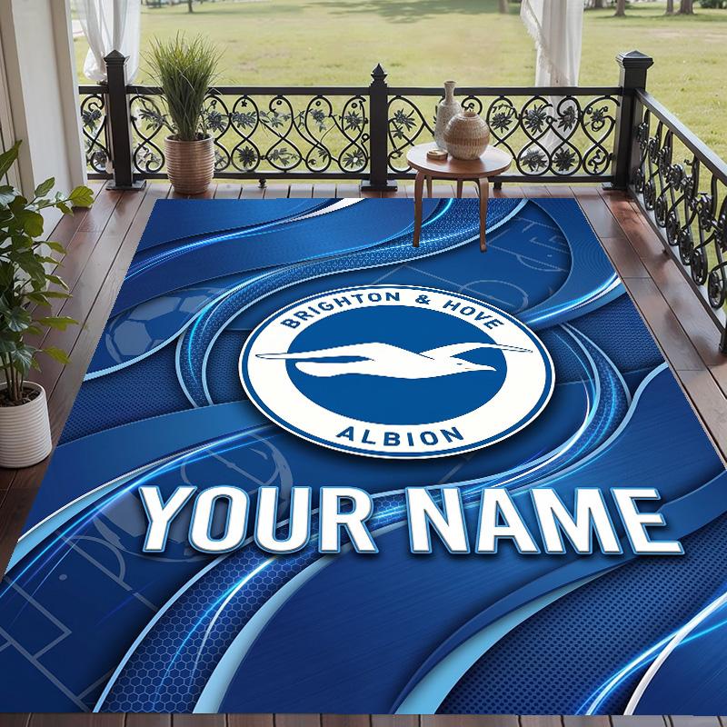 Custom Text Printed Rug Brighton & Hove Albion Football Non Slip Floor Carpet For Home Room Decor