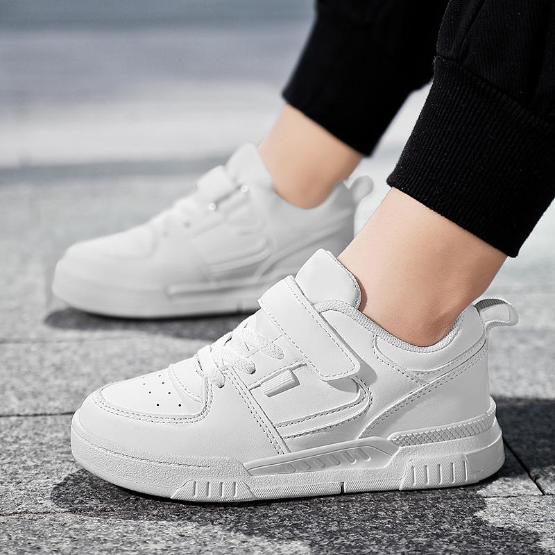 Детская мода Тренд Липучка Толстая подошва Повседневная обувь для скейтборда Уличная повседневная спортивная обувь Белая обувь