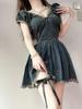 Summer Vintage Denim Dresses Puff Sleeve Slim Mini Dress