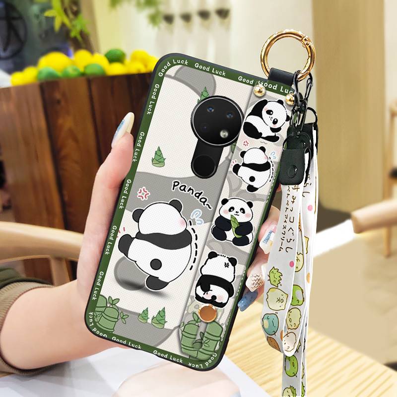 Wrist Strap Durable Phone Case For Nokia 6.2/7.2 Cartoon Fashion Design Waterproof Shockproof Panda Wristband Anti-dust