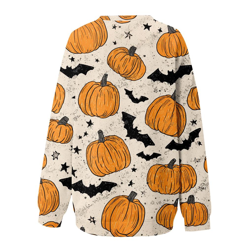 Женский модный повседневный свитшот с длинным рукавом и принтом на Хэллоуин