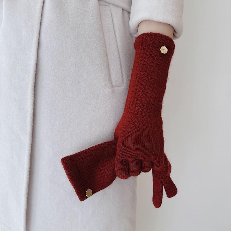 Высококачественные длинные зимние термоперчатки из енотовой шерсти, женские, с двумя пальцами, чувствительными к экрану, мягкие и универсальные