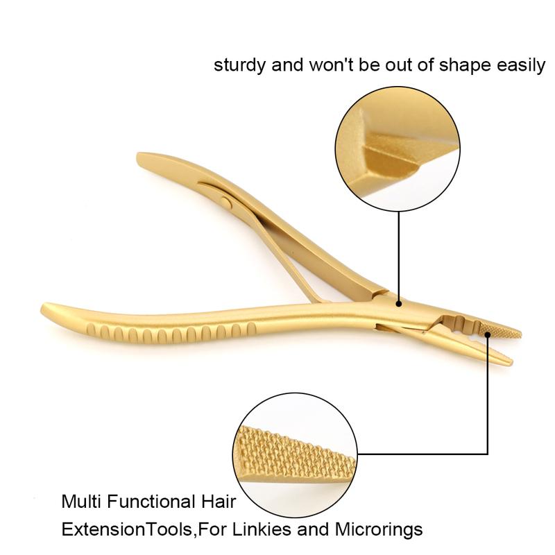 ARLANY Hair Extension Pliers Kit Hair Extension Pliers with 2 Holes Microlink Pliers for Weft Extensions Hair Looper Tool