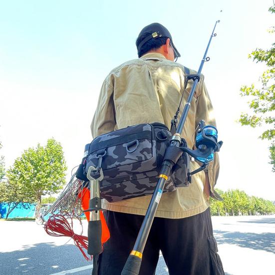 Large Capacity Fishing Gear Bag Waterproof Oxford Cloth Multi-Pocket Lure Rod Line Reel Holder Fishing Accessories Shoulder Bag Organizer Case