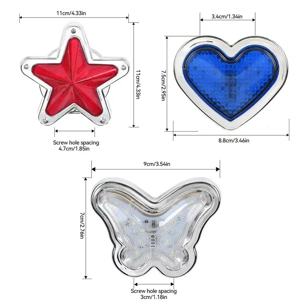 Красный габаритный фонарь в форме сердца, бабочки и звезды, указатель поворота, 24 В, светодиодный аксессуар для автомобилей, фургонов, грузовиков, прицепов, квадроциклов