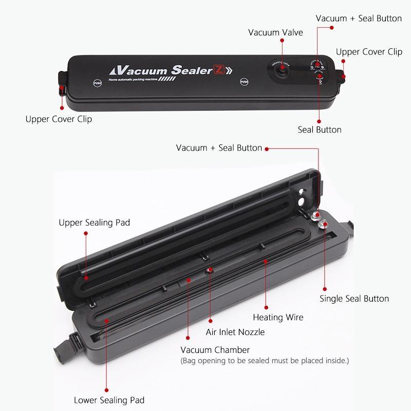 Бытовой вакуумный упаковщик с вилкой европейского стандарта, автоматический упаковщик пищевых продуктов в одно касание для хранения продуктов питания