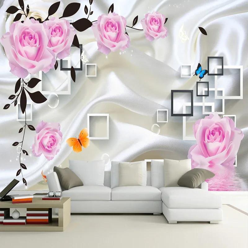 Фотообои для спальни, гостиной, ТВ-фона, стены, домашнего декора, настенные обои с цветком розы