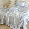 4pc Luxury French Style Double Bed Comforter Set Silky Spring Duvets Lyocell Bedding Set Room Decor Summer Quilt Cooling Blanket