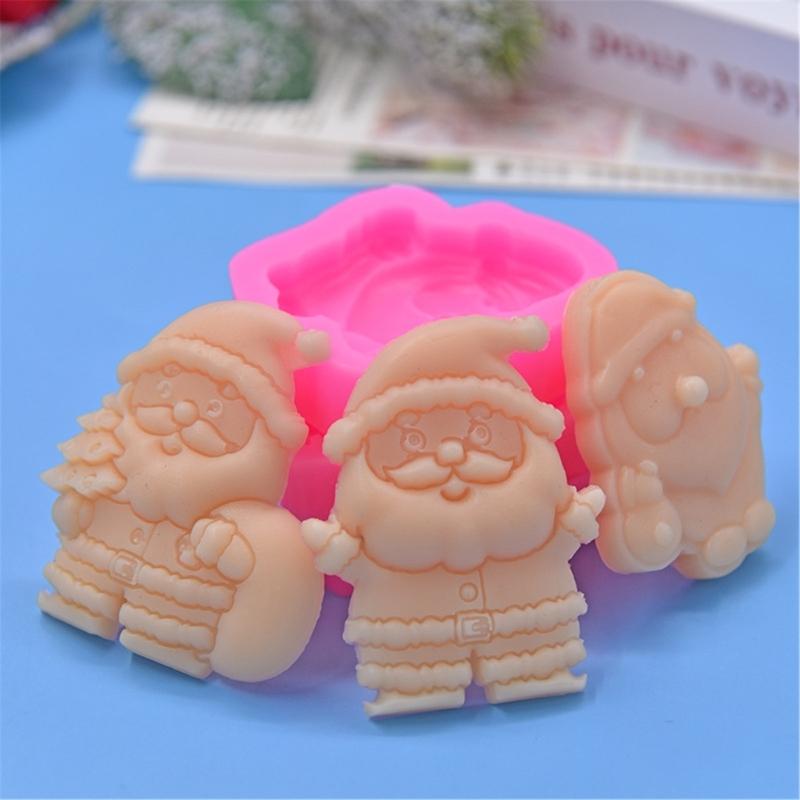 3Pcs Christmas Series Silicone Mold Santa Clauses Baking Tools Festive Handmade Fondant/Cake Mould for Baking Lovers