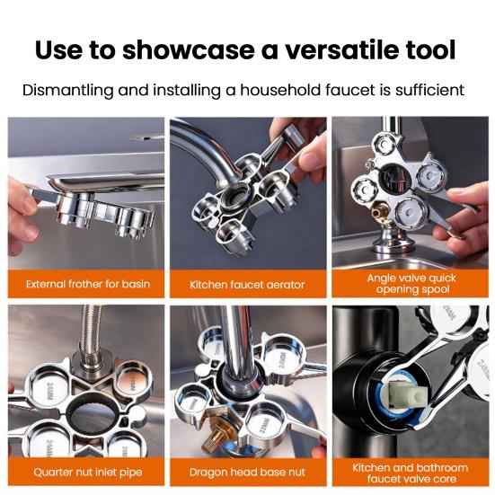12-в-1 Ключ для аэратора Прочный Металлический Спрей-насадка для смесителя Удаление Инструмент Ремонт сантехники кухонной и ванной раковины