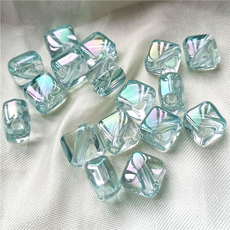 Изготовление ожерелья Мода Диагональное отверстие УФ ослепительный цвет Ручная работа Прозрачный 10 шт Материал Квадратные ювелирные изделия Аксессуары Бусины Акрил DIY Браслет