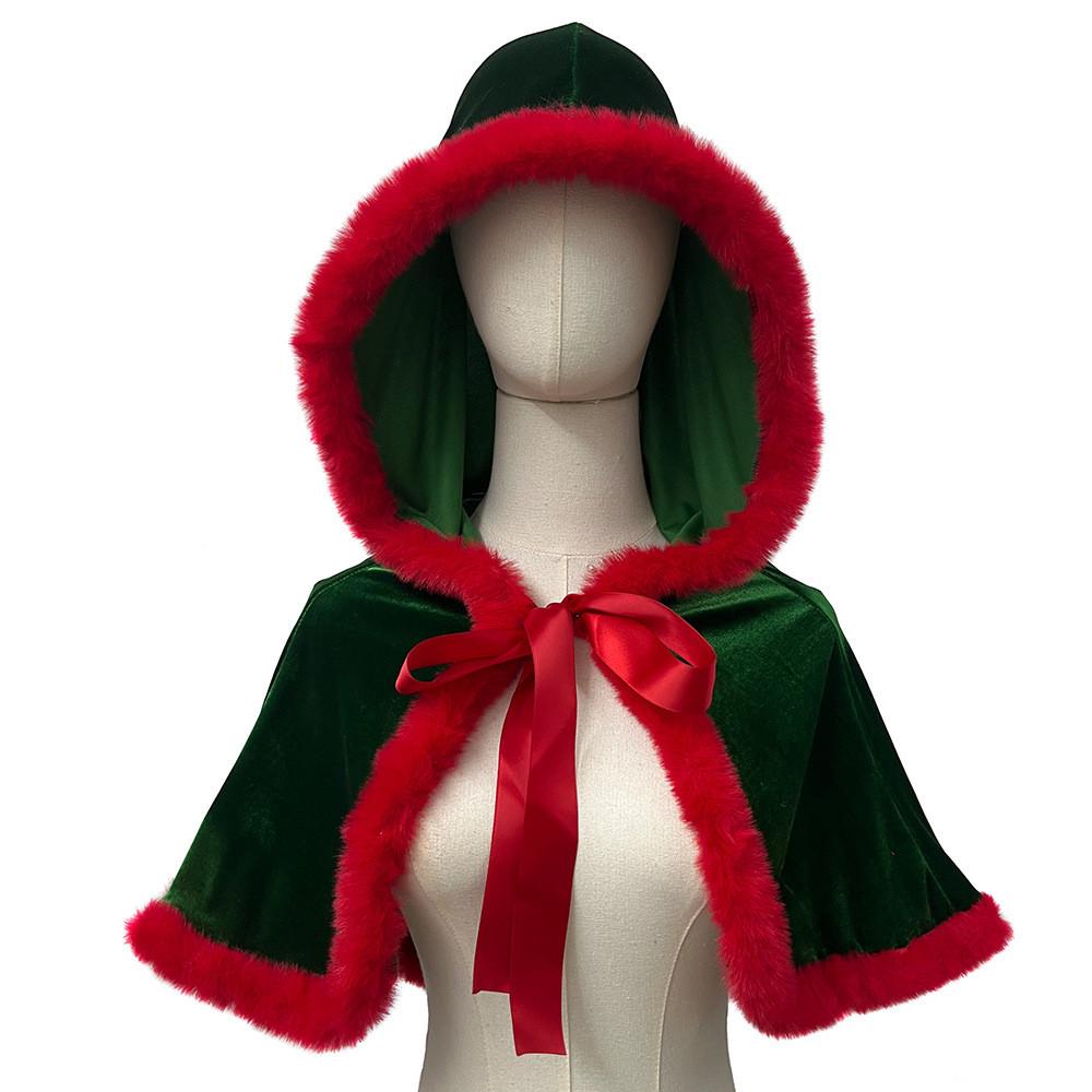 Christmas Festive Hooded Cloak For Women With Polyester Fabric For Holiday Parties