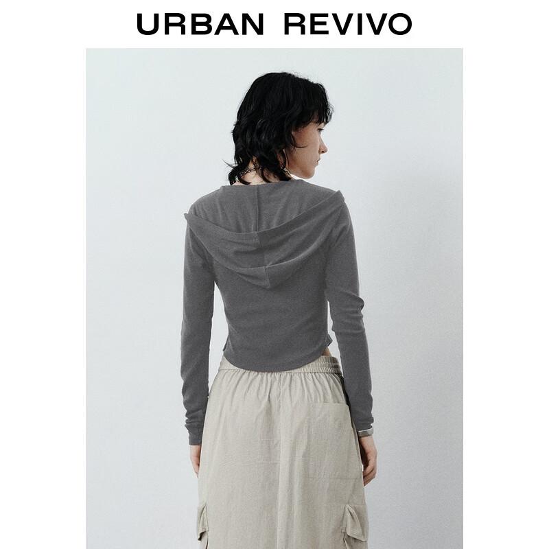 UR Women's Slim-Fit Hooded Zip Jacket with Heart Bow Detail