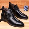 Мужские ботинки челси 2025 зима новые бархатные мужские кожаные туфли повседневные полусапоги внешняя торговля большой размер мужская обувь