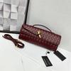Elegant Hand-Woven Evening Baguette Bag with Metal Lock - Women's Shoulder or Underarm Clutch