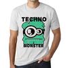 Men’s Vintage Tee Shirt Graphic T Shirt Techno Monster Vintage White