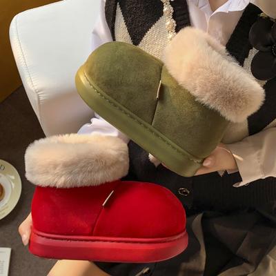 Рождественские водонепроницаемые зимние ботинки с низким берцем и толстой подошвой, женские зимние нескользящие ботинки