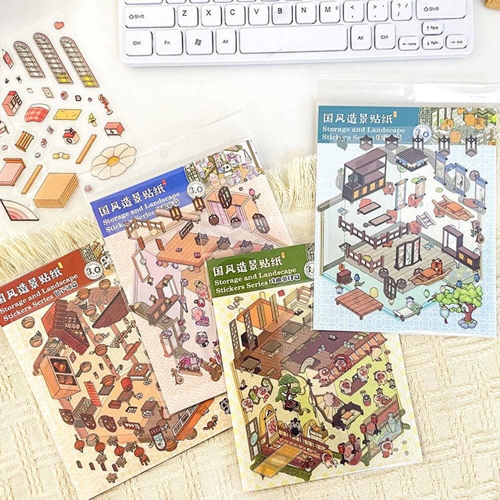 Сделай сам Визуальная наклейка для укладки Трехмерные ландшафтные наклейки Миниатюрная сцена 3D-наклейки