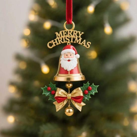 Рождественские украшения Двусторонний акриловый Санта Клаус Колокольчик Подвесной декор для дерева дома магазина Праздничное украшение для праздничной вечеринки